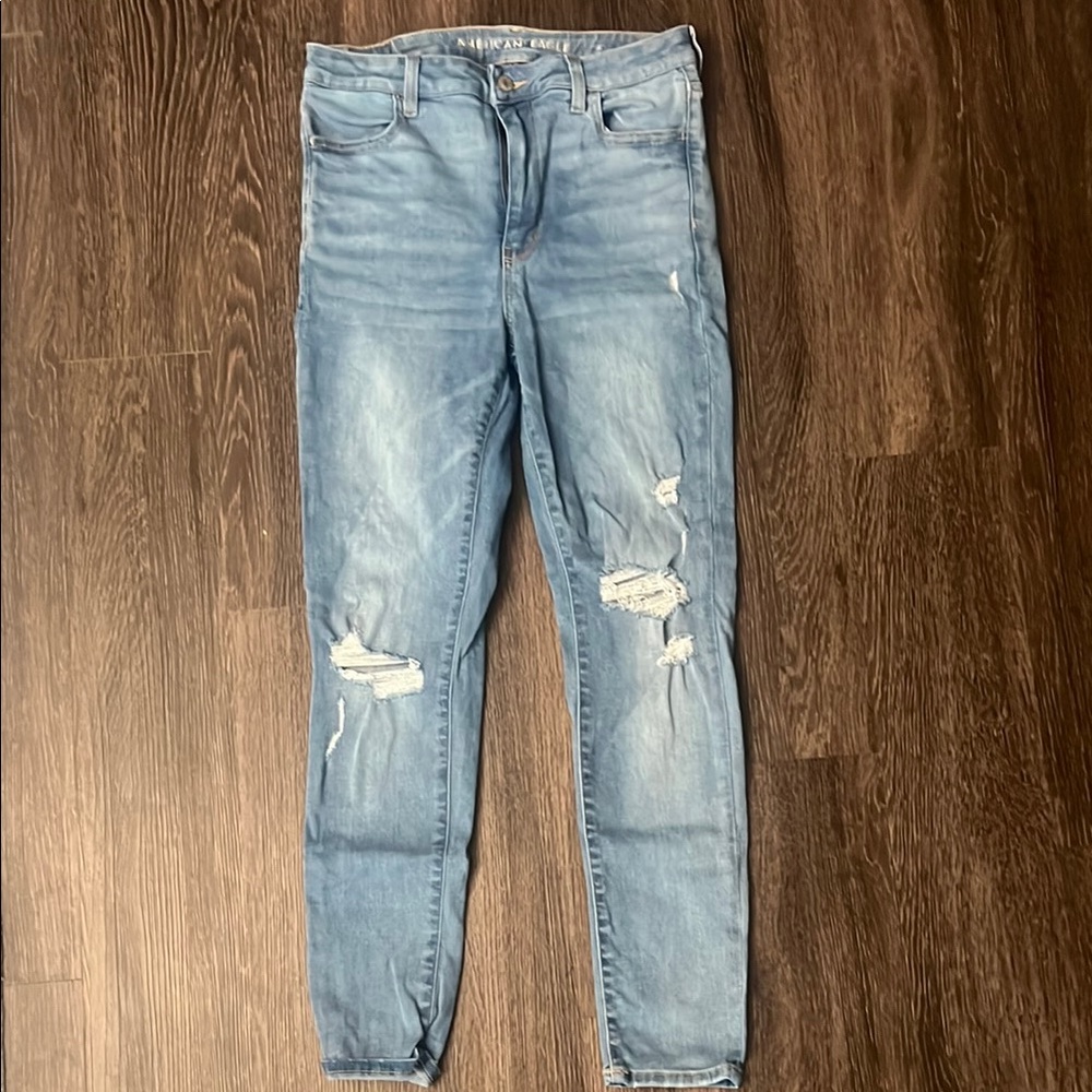 Women's Light Blue Distressed Jeans